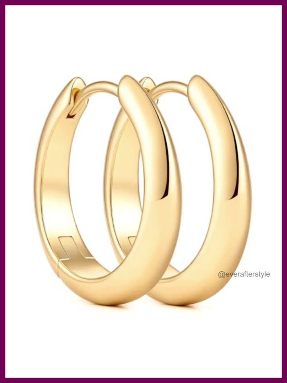 14K Gold Plated Chunky Hoop Earrings for Women with Spring Clasp